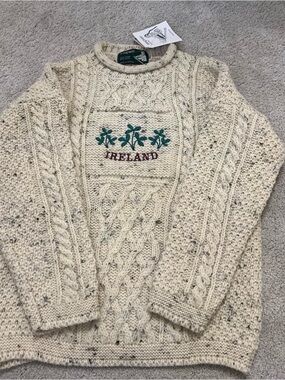 100% Wool Ireland Cable-Knit Sweater